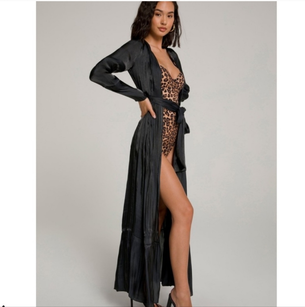 Good American After Dip Robe Coverup Longline Duster 2 [XS] Black